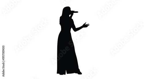 A singer performing with a microphone captured in dark silhouette