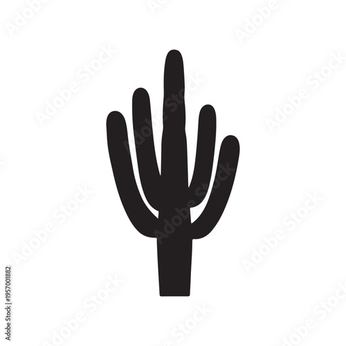Black Cactus silhouette vector illustration on white background