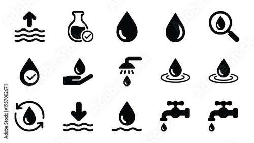 Collection of water and liquid related icons and symbols