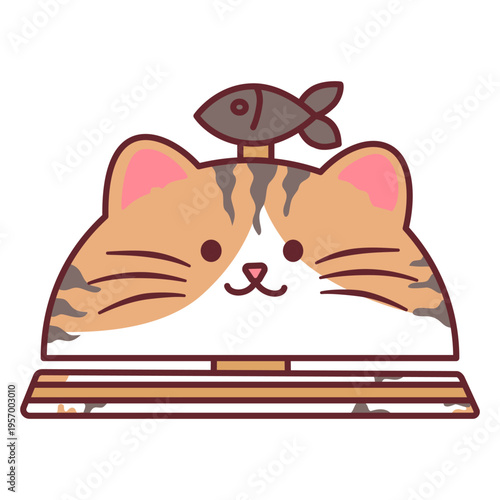 Calico cat desk call bell with fish button for service reception