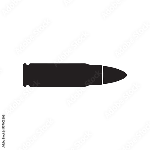 Firearm bullet silhouette vector illustration on white background