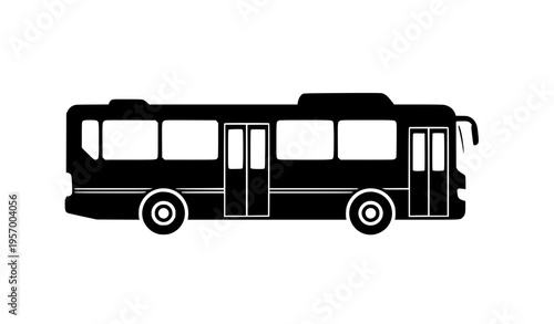 Bus silhouette icon set with public transport pictograms flat vector collection isolated on white background