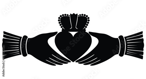 Hands cradling a heart shape a classic claddagh symbol silhouette