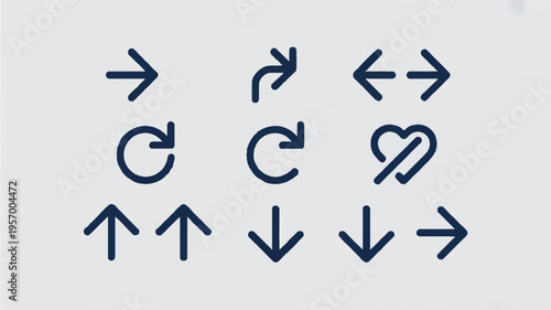 Navigation arrows and symbols on gray background