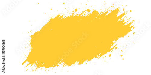 A vivid splash of yellow paint, a textured stroke creating a dynamic and expressive artistic element.