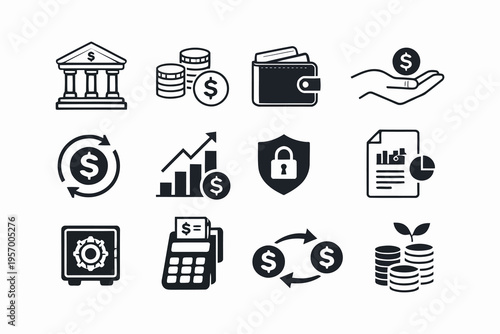 Illustrations depicting various financial and investment concepts