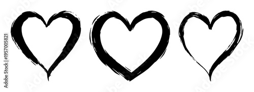 Heart set with painterly brushstroke outline on a white background featuring red, white, expressive with high-contrast and modern aesthetic