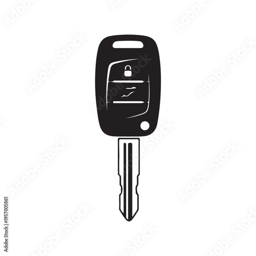 Car key silhouette vector illustration on white background