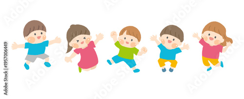 元気にジャンプする子供たち