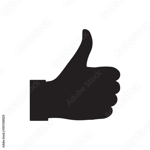 Thumbs up silhouette vector illustration on white background