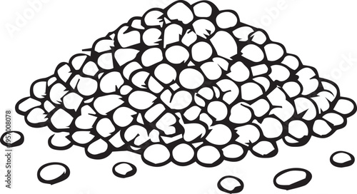 A finely detailed hand-drawn vector of a neat pile of beans, featuring clean lines and no unnecessary details. Perfect for various design projects related to food, agriculture, and natural products.
