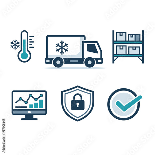Cold Storage and Data Monitoring Icons