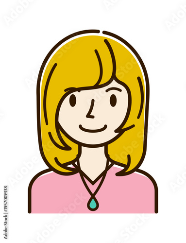 ベクターイラスト素材：笑顔の若い女性アイコン