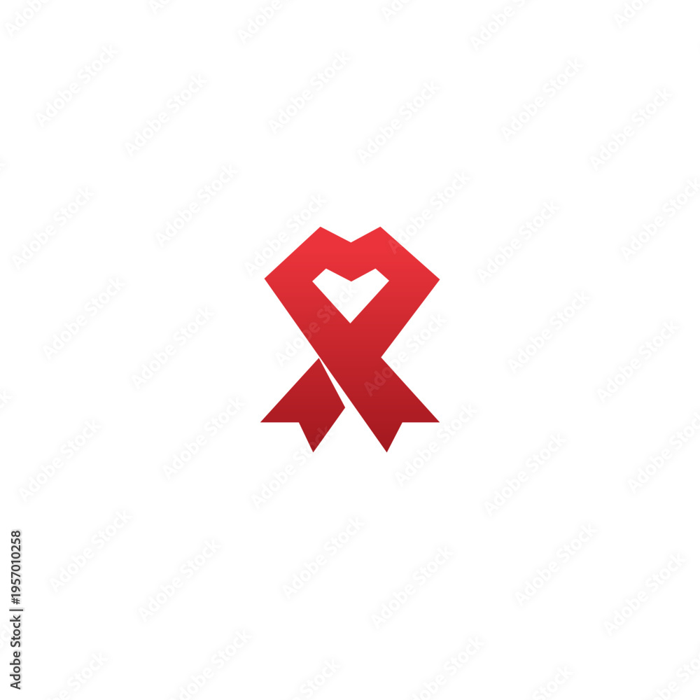 Obraz premium HIV Awareness Ribbon in Heart Shape Logo Icon