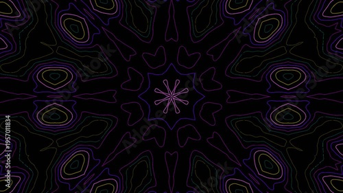 Abstract Kaleidoscopic Neon Shapes with Pulsating Energy, Seamless Loop