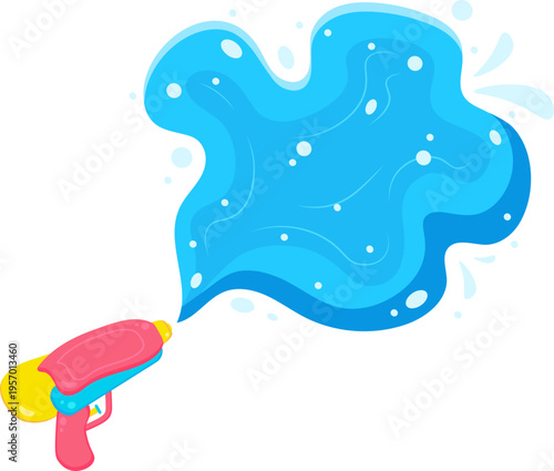 Colorful Toy Water Gun Shooting Blue Splashes of Water for Summer Fun and Playtime