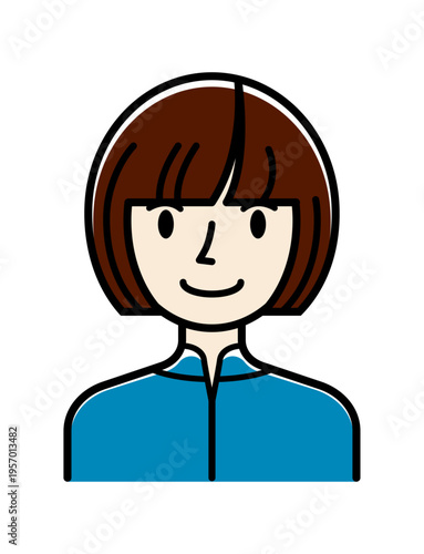ベクターイラスト素材：笑顔の若い女性アイコン