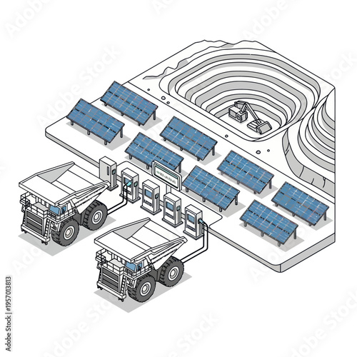 Mining Operation Powered by Solar Energy and Electric Trucks.