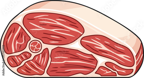 Fresh Raw Meat Cut Isolated on White Background.