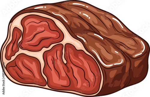 Raw Beef Roast Cut Isolated on White Background.