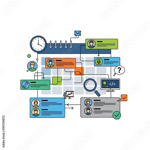 Teamwork Project Management Workflow Chart with Calendar and Tasks