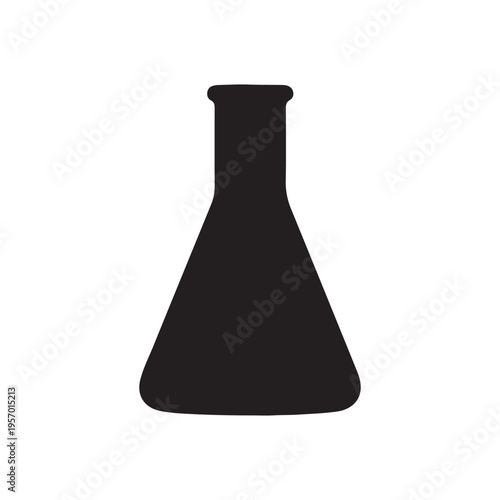 Black Erlenmeyer flask silhouette vector illustration on white background