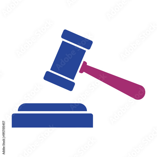 Judge gavel falling on sound block law and justice symbol courtroom icon
