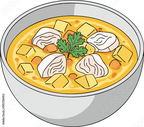 Delicious Bowl of Hearty Chicken and Vegetable Stew.