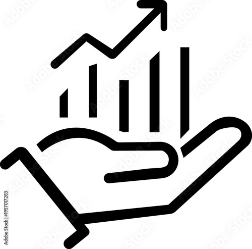 Growing graph in hand icons set. Hands holding graph with arrow icon. Success icon. Business growths chart. Profit growing symbol flat and line style - stock vector. isolated on transparent background