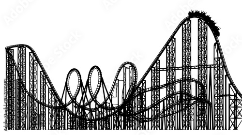 Vector graphic illustration of a roller coaster in motion
