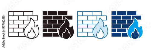 Firewall Protection Icon Set Multiple Style Collection