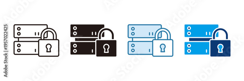 Secure Server Icon Set Multiple Style Collection