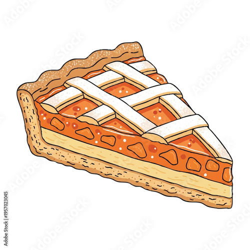 Delicious Slice of Apple Pie with Lattice Crust.