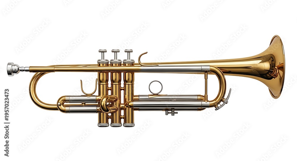 Obraz premium A shiny trumpet with valves and a bell