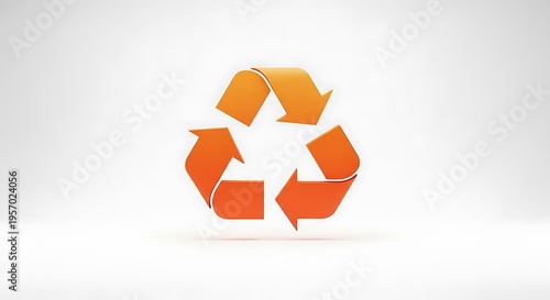 Recycling symbol made of orange arrows on white background