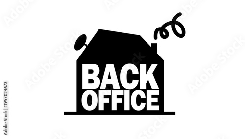Back office, symbol, black isolated silhouette