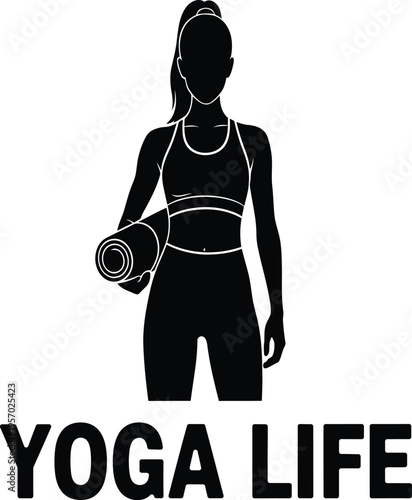 Yoga life logo with female silhouette