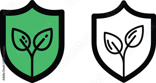 Shield logo with leaf design in green and white