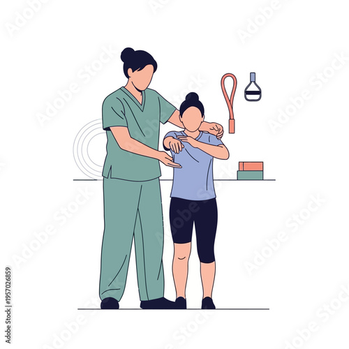 Physical Therapist Helping Patient with Arm Rehabilitation Exercise