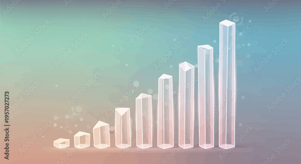 Fototapeta premium Abstract Crystal Bar Chart Representing Business Growth and Data Analytics