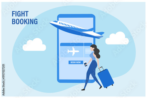 flight tickets online and booking application vector illustration