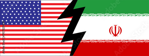 the flag of America and Iran