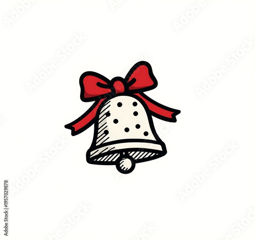 Decorative Bell with Ribbon, Vector Illustration