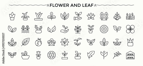 Flower Garden icon set. Collection for mobile and web apps. Contains related to blossom, nature, flower. Pixel perfect. Editable stroke. Bloom icon set.