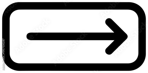 Minimalist black line icon representing a forward direction or signal response within a rounded rectangle symbolizing progress movement and communication in technology