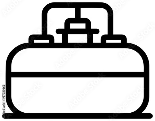 Clean geometric line icon of a methane digestor for biogas production representing renewable energy sustainable agriculture and waste management concepts in a simple vector