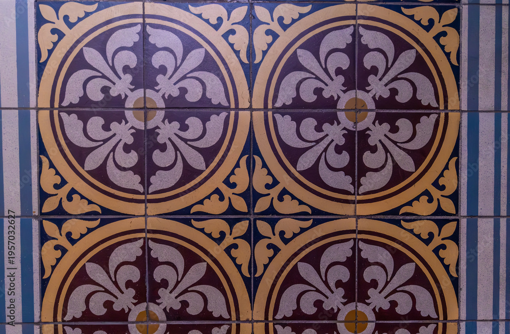 Obraz premium Antique tile with close-up patterns.