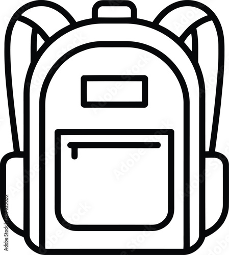 A black and white drawing of a backpack
