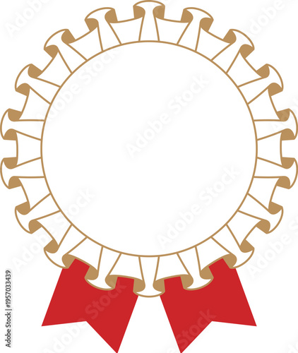  Medal and ribbon rank icons, a Rosetta corsage and decorative monochrome elements in red and gold.
