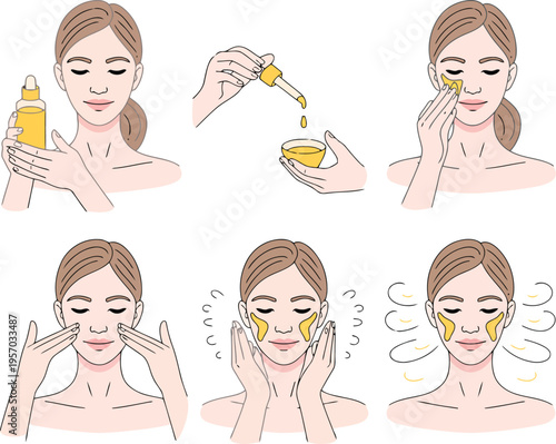 A woman applies a facial treatment